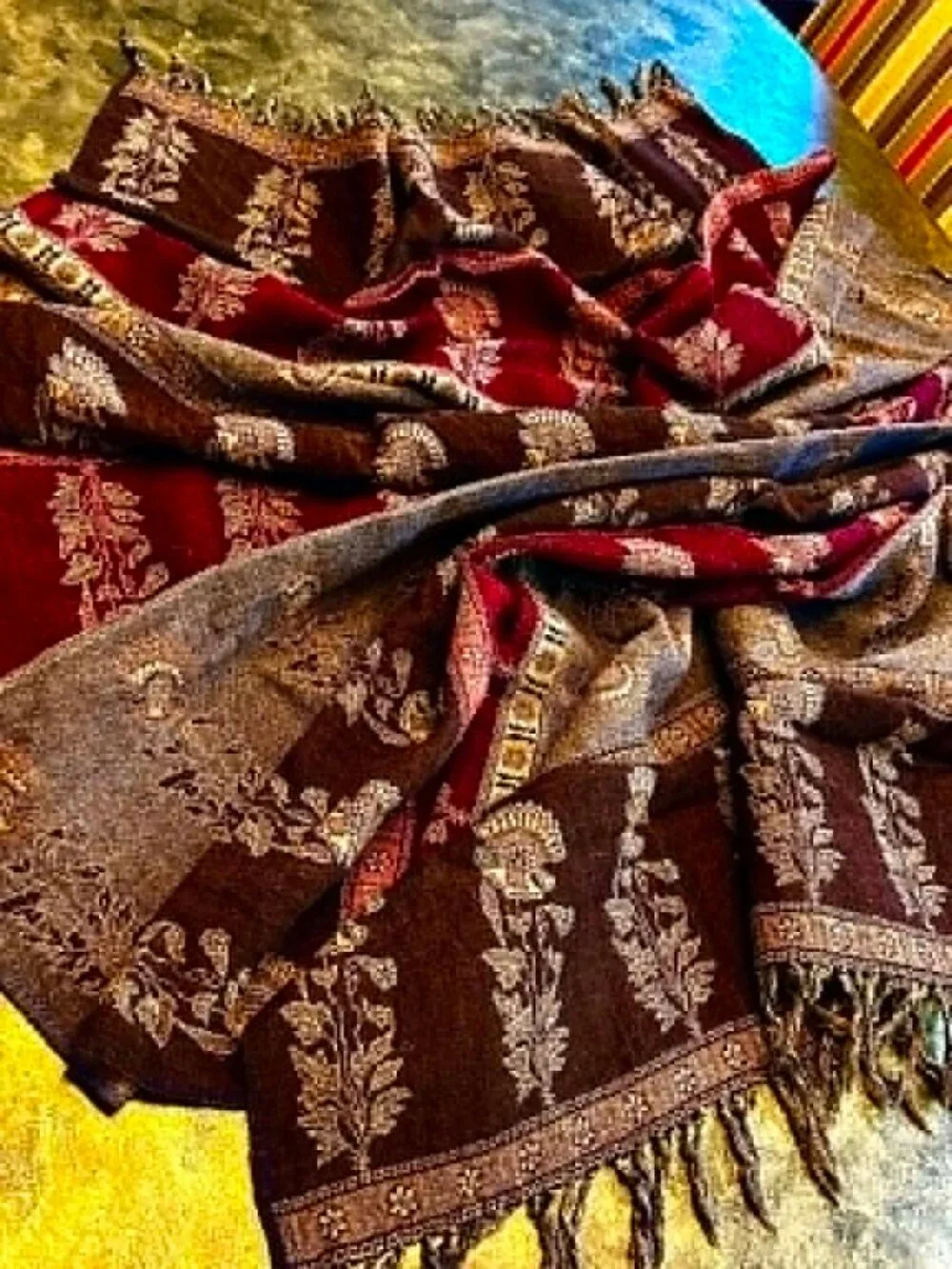 ALEXANDRA'S ACCENTS Vintage Pashmina Floral Tapestry Full Shawl Wrap Throw 78x40